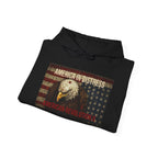 America in Distress Hoodie — Patriotic Eagle Flag Sweatshirt ("American Revolution")