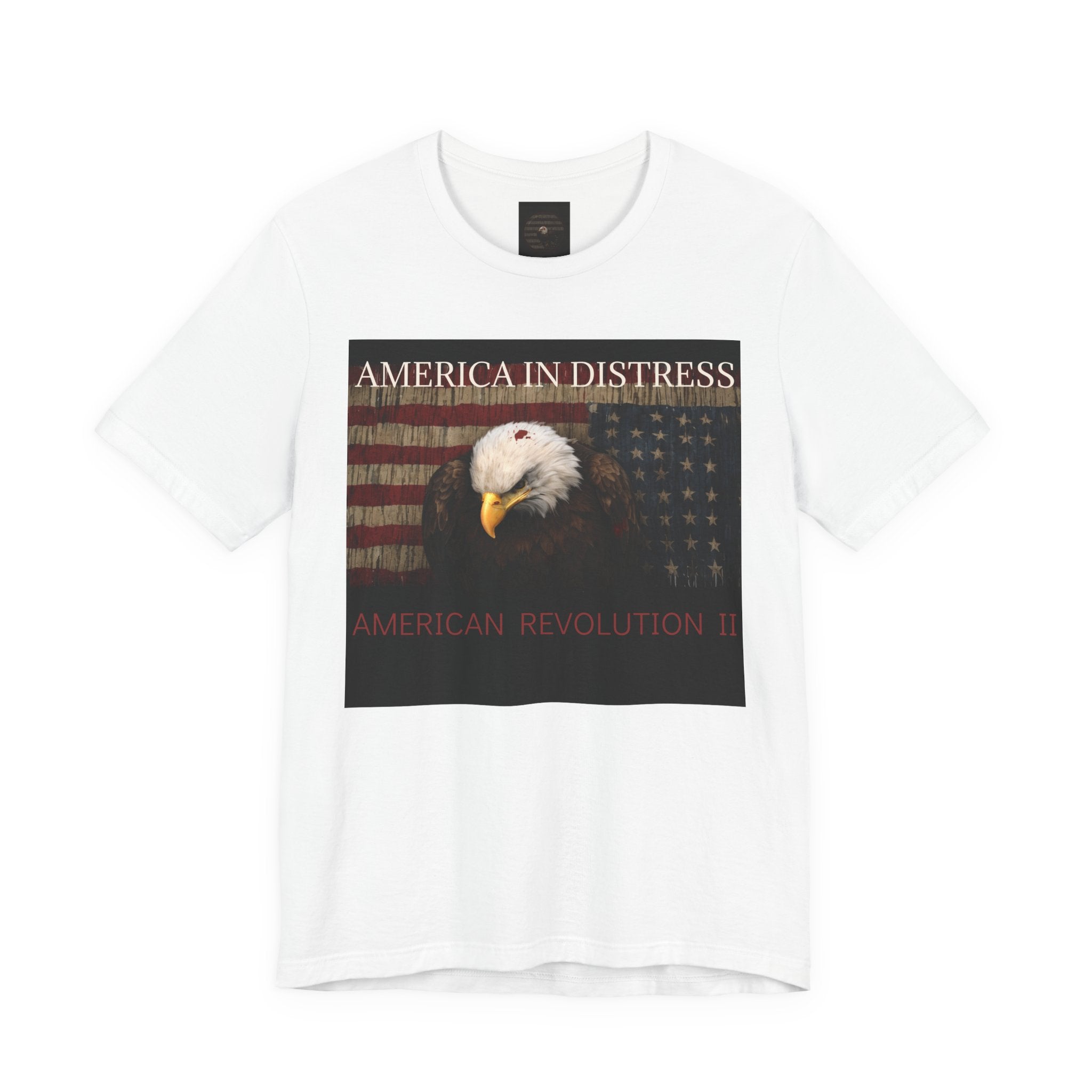 America In Distress Eagle Flag T‑Shirt — Patriotic Bald Eagle Tee