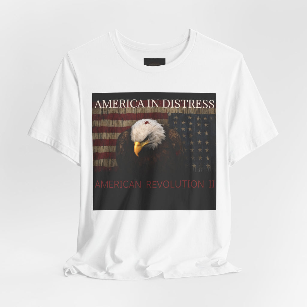 America In Distress Eagle Flag T‑Shirt — Patriotic Bald Eagle Tee