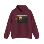 America in Distress Hoodie — Patriotic Eagle Flag Sweatshirt ("American Revolution")