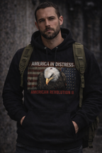 America in Distress Hoodie — Patriotic Eagle Flag Sweatshirt ("American Revolution")
