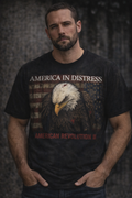 America In Distress Eagle Flag T‑Shirt — Patriotic Bald Eagle Tee